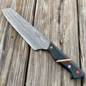 Fixed Star Forge "808" Dmascus K-Tip Chef Knife with Stand