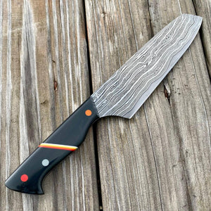 Fixed Star Forge "808" Dmascus K-Tip Chef Knife with Stand