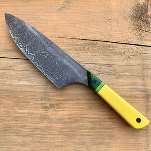 Fixed Star Forge "As Above, So Below" Damascus Chef's Knife (Yellow)