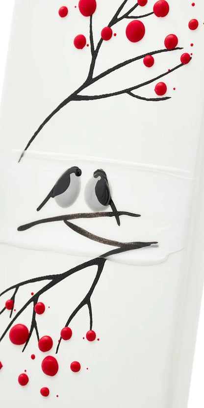 Flatyz Candle: Winter Birds on White