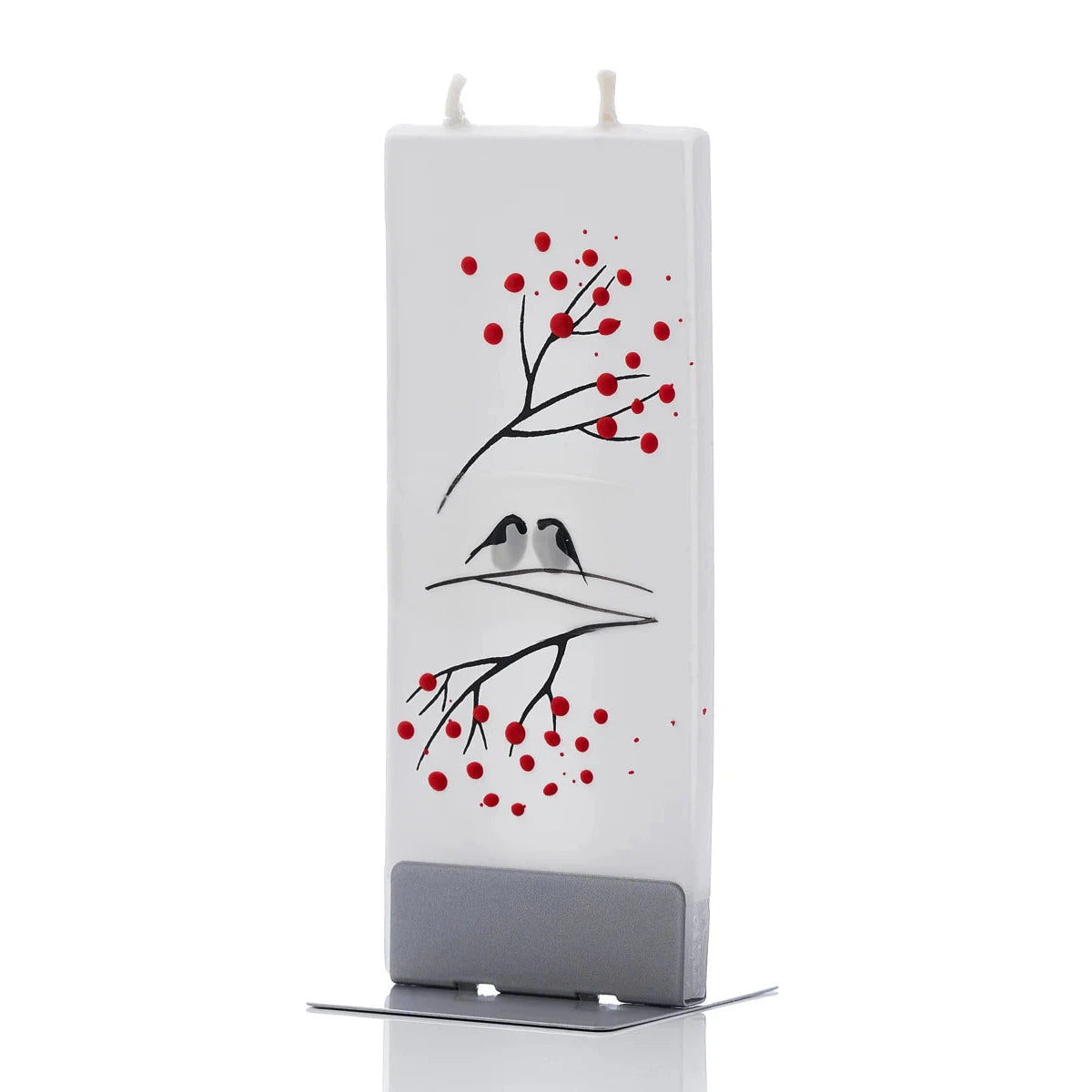 Flatyz Candle: Winter Birds on White