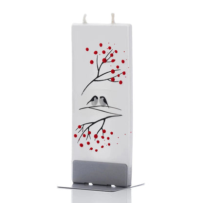Flatyz Candle: Winter Birds on White