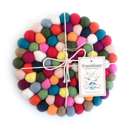 Friendsheep Wool Trivet: Round, Boho