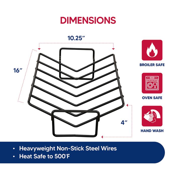 HIC Roast Rack: Non-Stick V-Rack, 10" x 16"