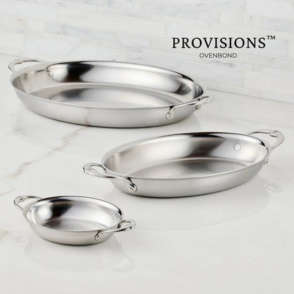 Hestan Provisions Clad Oval Au Gratins (Set of 2): Small