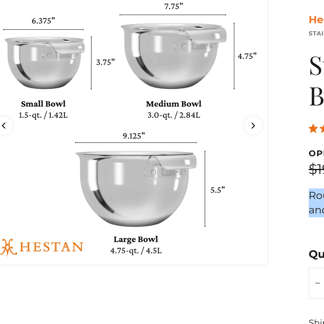 Hestan Provisions Stainless Steel Mixing Bowl Set: 3 Piece