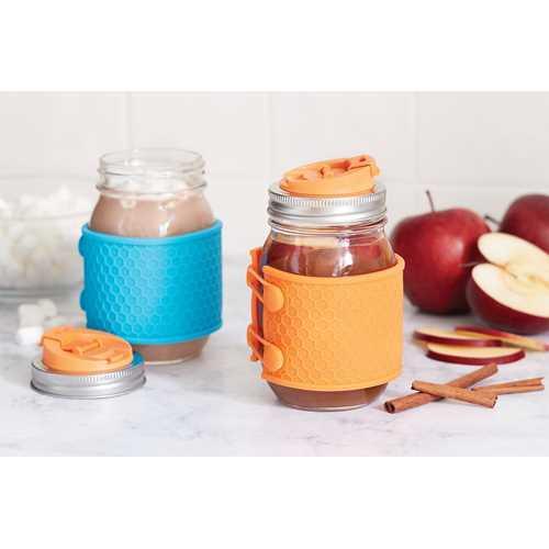 Jarware Silicone Honeycomb Mason Jar Sleeves, Set of 2