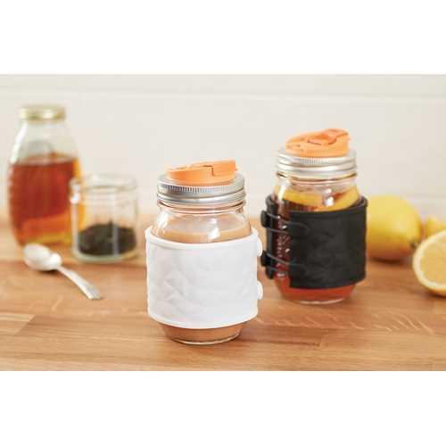 Jarware Silicone Faceted Mason Jar Sleeves, Set of 2