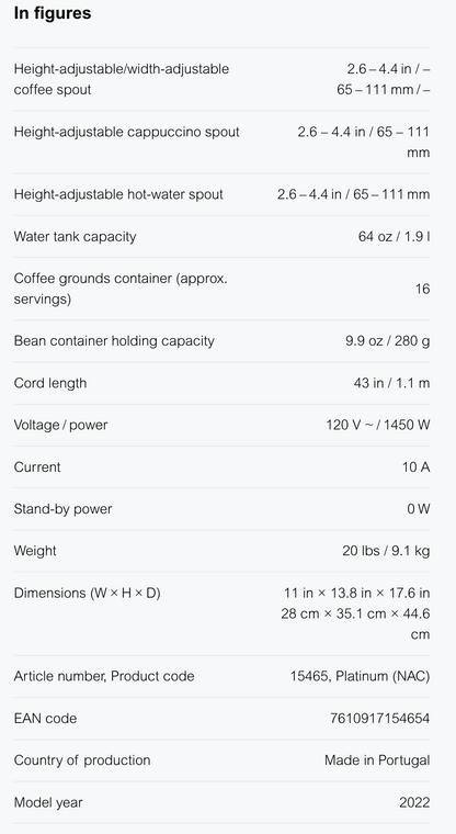 Jura Automatic Coffee Machine: E6, Platinum