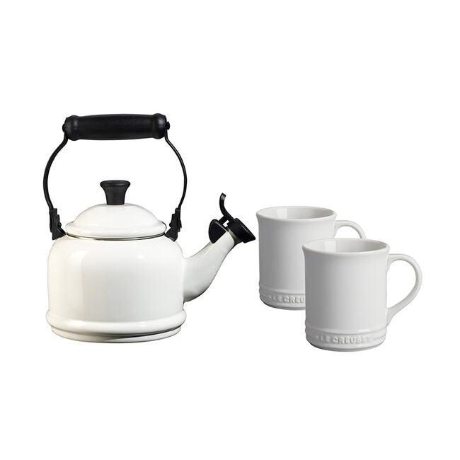 Le Creuset Demi Kettle & 2 Mug Set: White