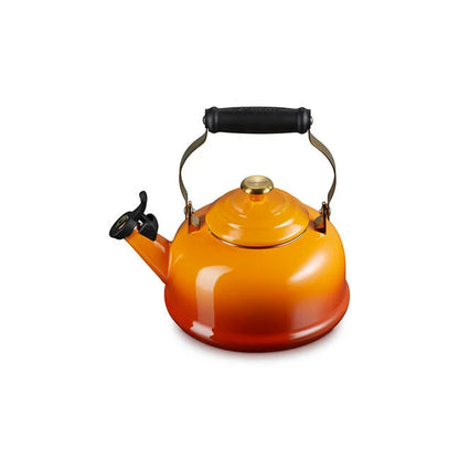 Le Creuset Kettle: Whistling, Persimmon w/ Gold Knob