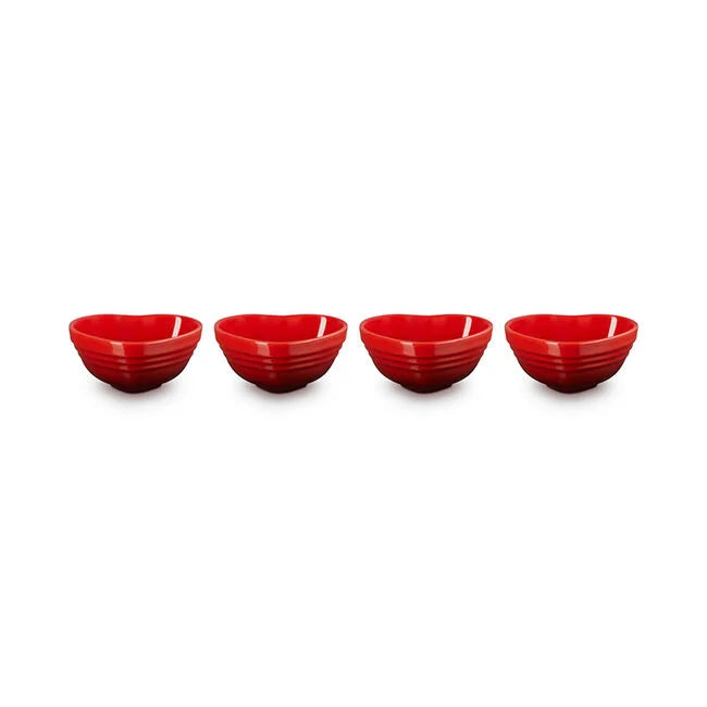Le Creuset Heart Collection Pinch Bowls (Set of 4): Cerise
