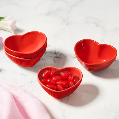 Le Creuset Heart Collection Pinch Bowls (Set of 4): Cerise