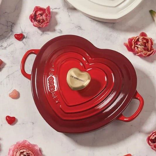 Le Creuset Heart Collection Shallow Cocotte: 1.25 QT, Cerise
