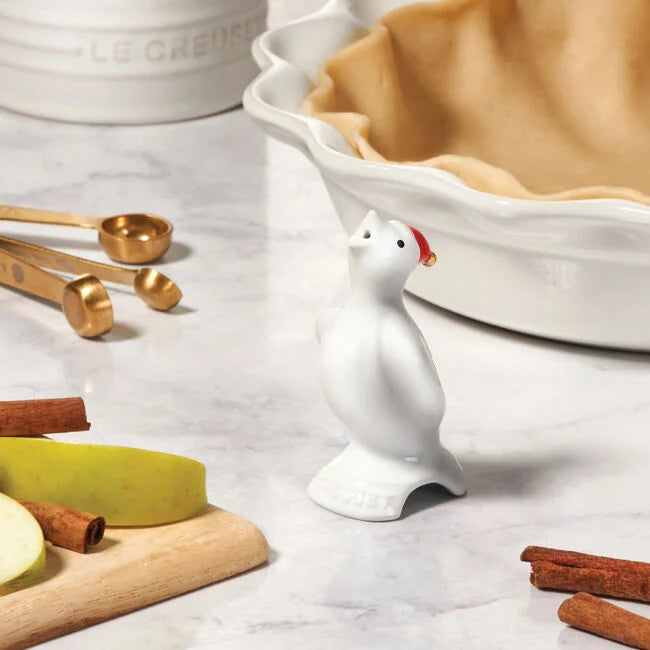 Le Creuset Holly Collection: Pie Bird, White with Santa Hat