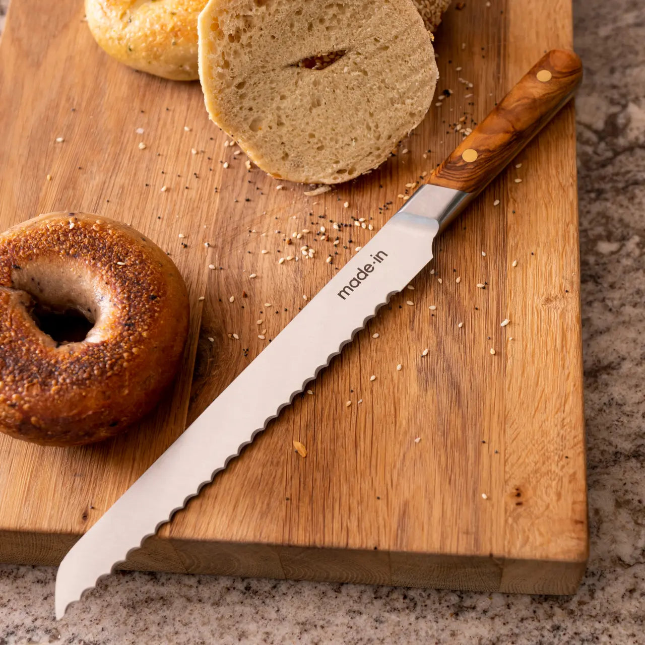 MADE IN® 9" Bread Knife: Olive Wood