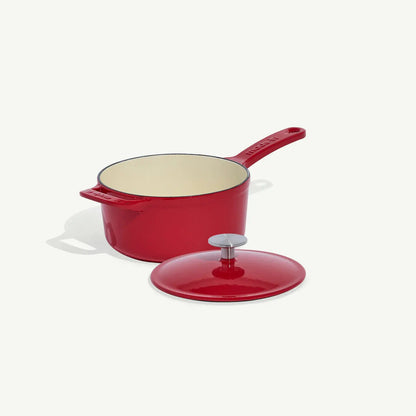 MADE IN® Enameled Cast Iron Saucepan: 2 QT, MADE IN® Red