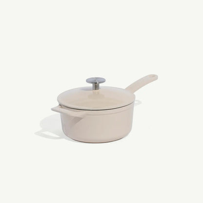 MADE IN® Enameled Cast Iron Saucepan: 2 QT, Antique White