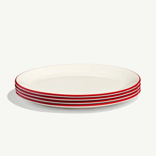 MADE IN® Tabletop Dinner Plates (Set of 4): Red Rim