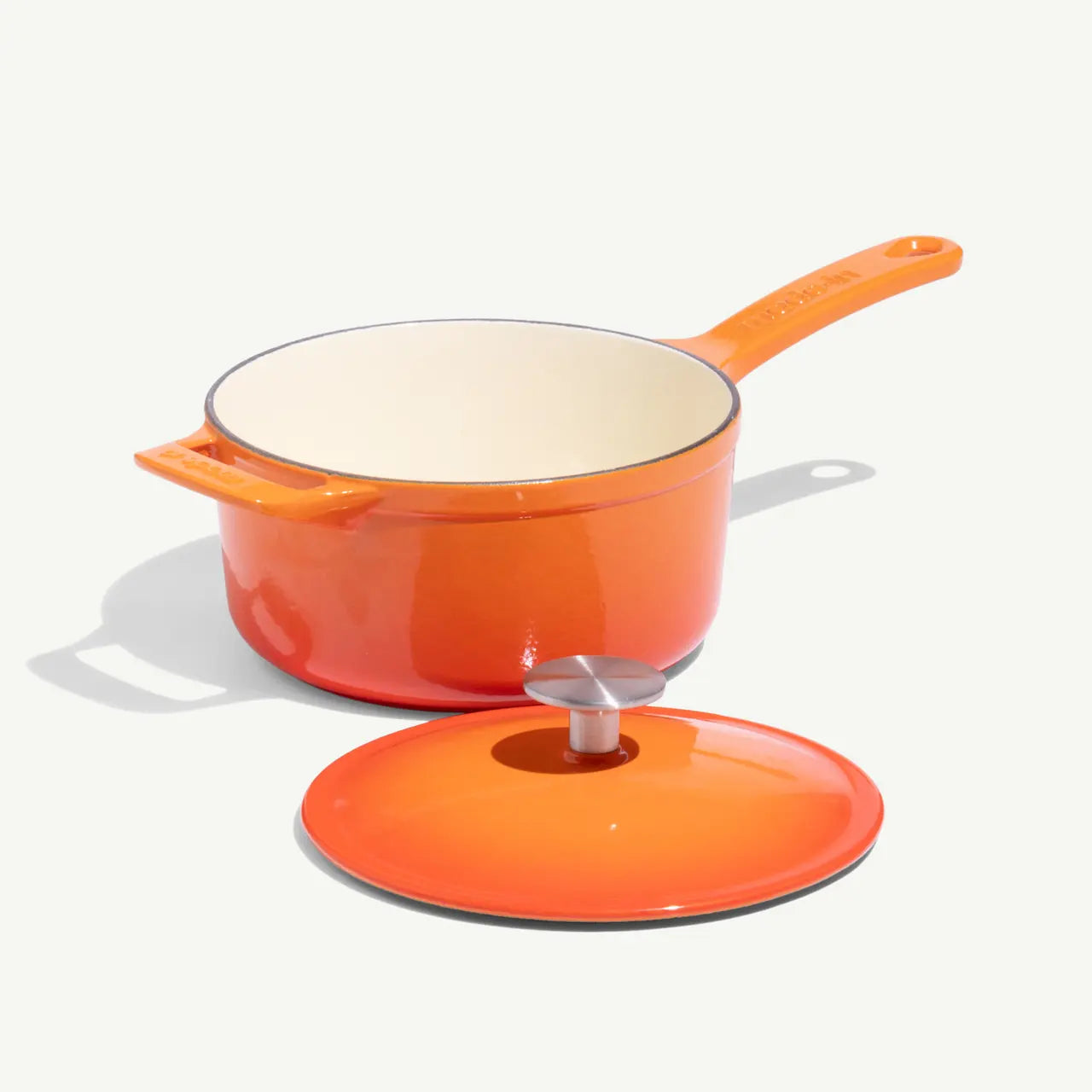 MADE IN® Enameled Cast Iron Saucepan: 2 QT, Blood Orange