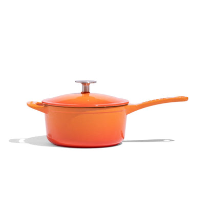 MADE IN® Enameled Cast Iron Saucepan: 2 QT, Blood Orange