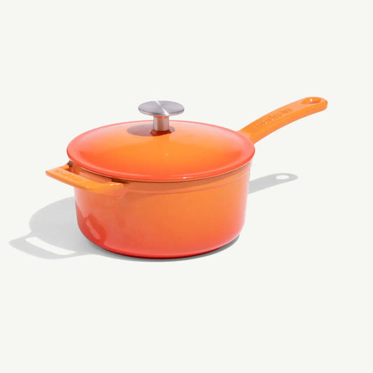 MADE IN® Enameled Cast Iron Saucepan: 2 QT, Blood Orange