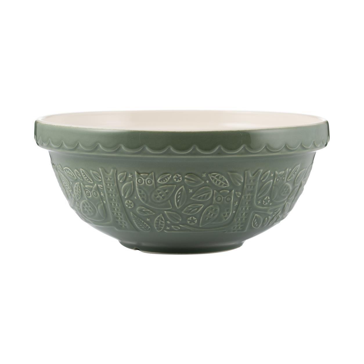 Mason Cash Size 18 Mixing Bowl: Green, Owl