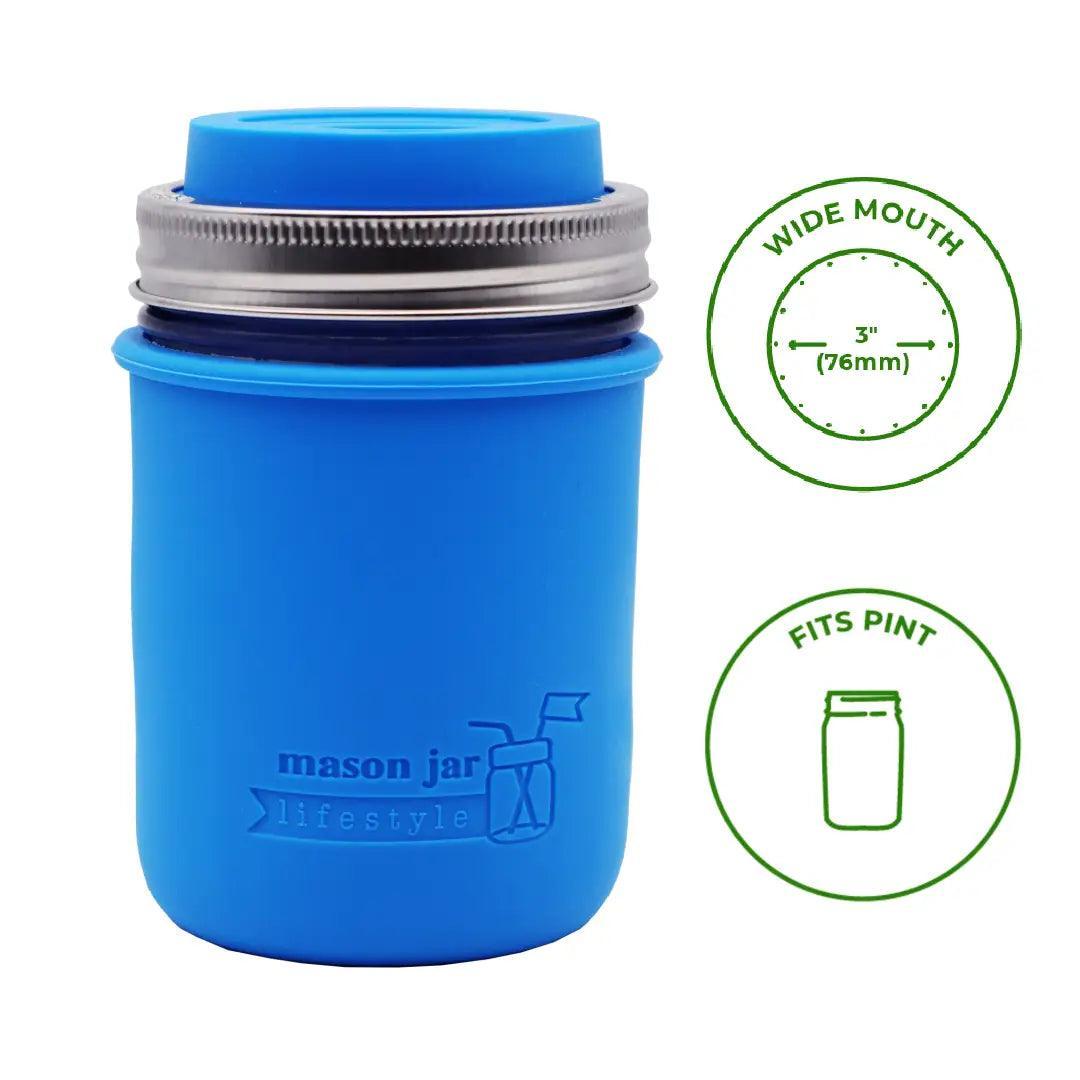 Mason Jar Lifestyle Silicone Sleeve Lids: Wide Mouth Pint, Frost