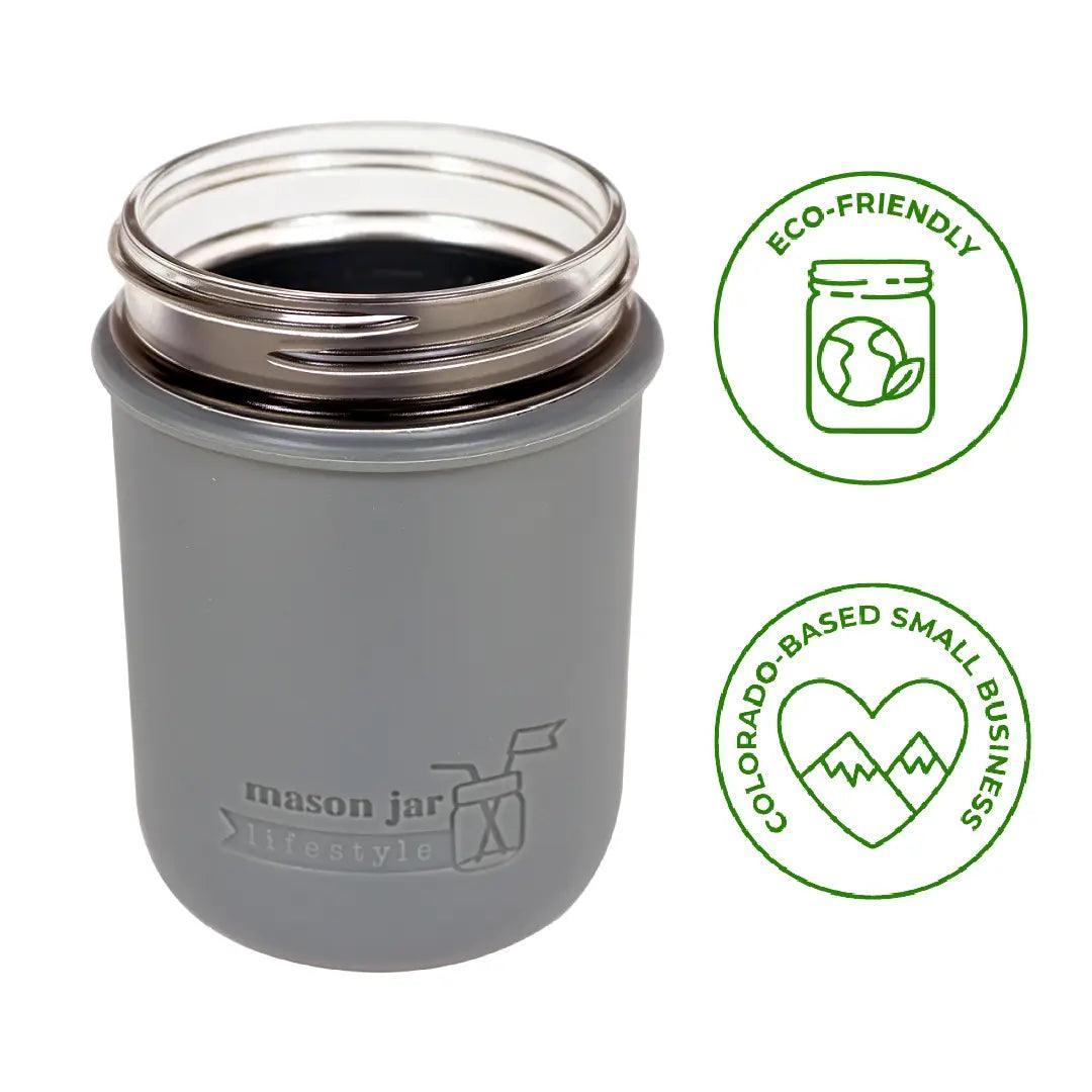 Mason Jar Lifestyle Silicone Sleeve Lids: Wide Mouth Pint, Frost