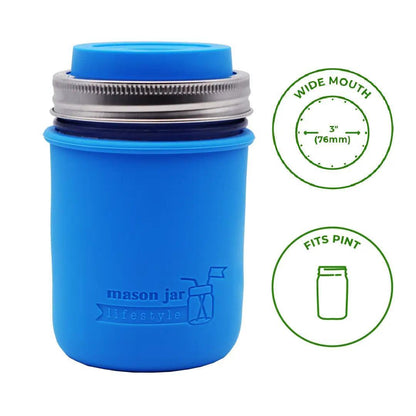 Mason Jar Lifestyle Silicone Sleeve Lids: Wide Mouth Pint, Frost