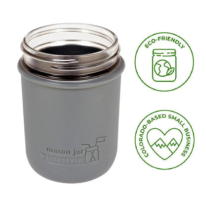 Mason Jar Lifestyle Silicone Sleeve Lids: Wide Mouth Pint, Frost