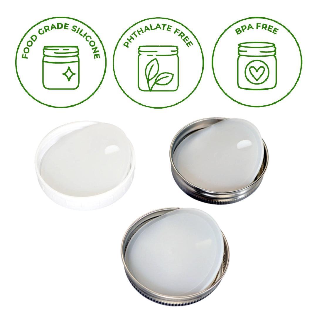 Mason Jar Lifestyle Silicone Sealing Lid Liners: Wide Mouth