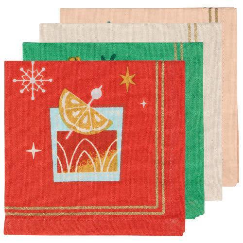 Now Designs Cocktail Napkins (Set of 4): Spirits Bright