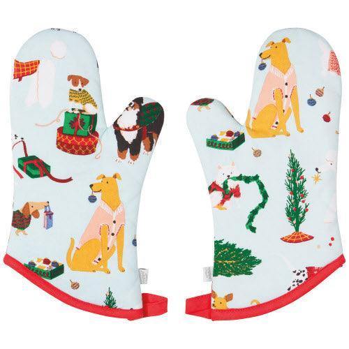 NOW Designs Oven Mitts (Set of 2): Holiday Hounds