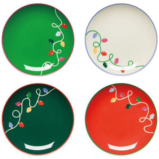 NOW Designs Appetizer Plates (Set of 4): Holiday Glow