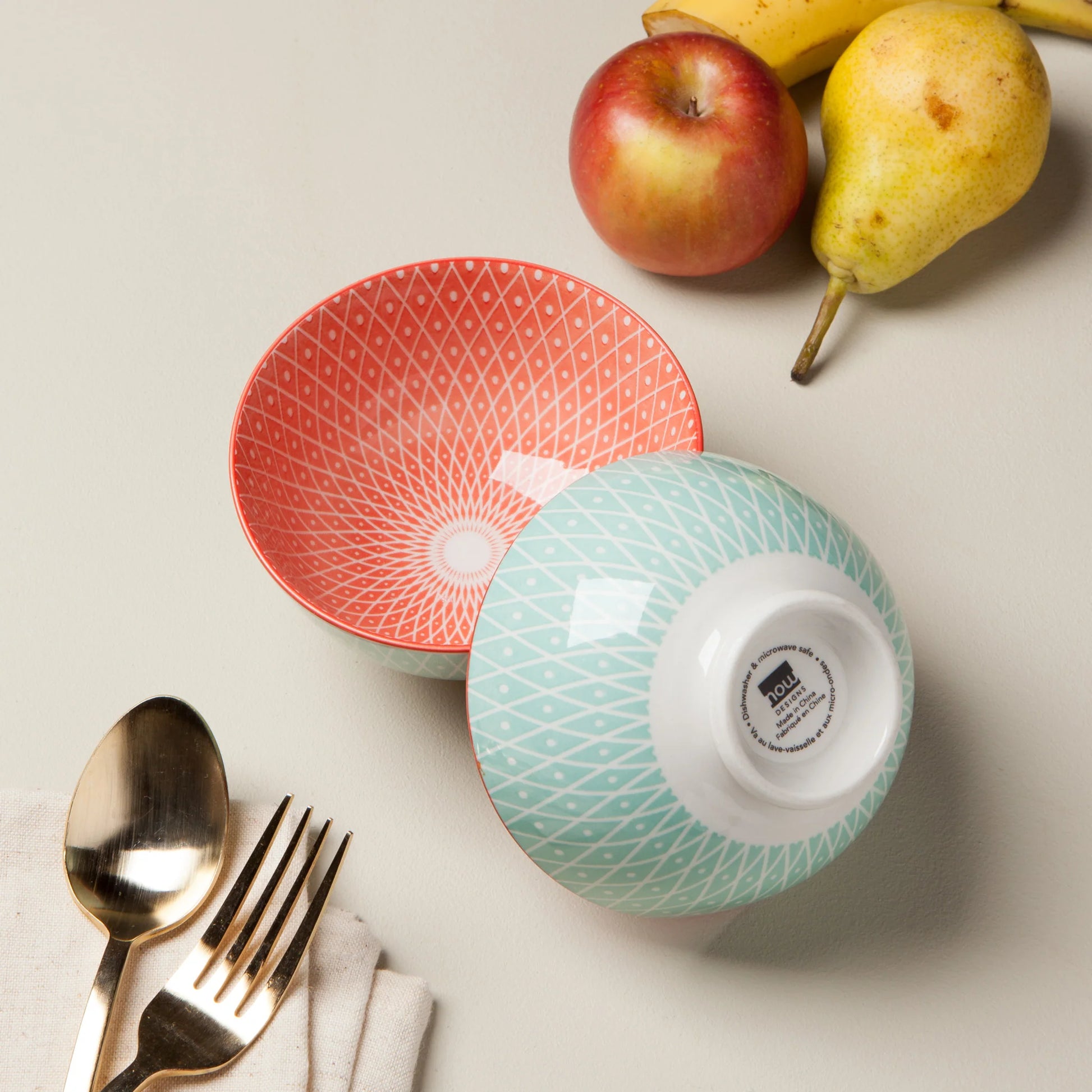 NOW Designs Bowl: Geo Pink Stamped