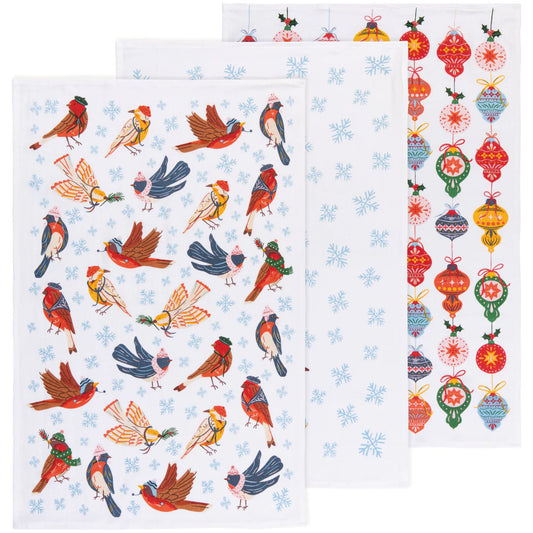 NOW Designs Floursack Towels (Set of 3): Baker's, Season's Tweetings