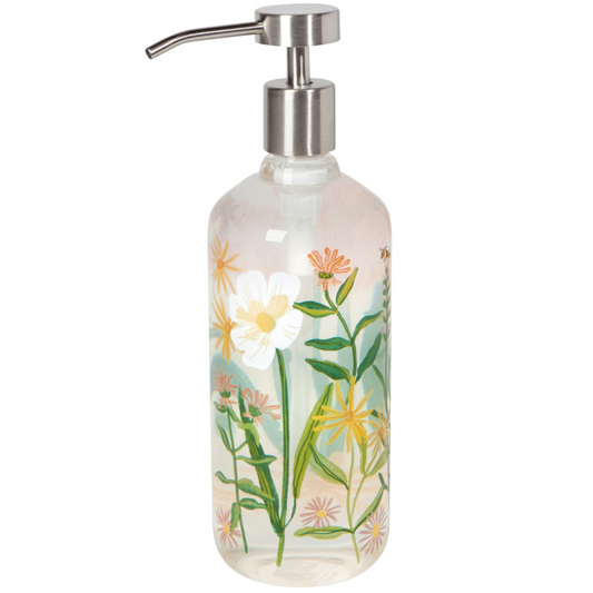NOW Designs Glass Soap Pump: Bees & Blooms
