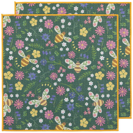 NOW Designs Microfiber Dishcloths (Set of 2): Bee Garden