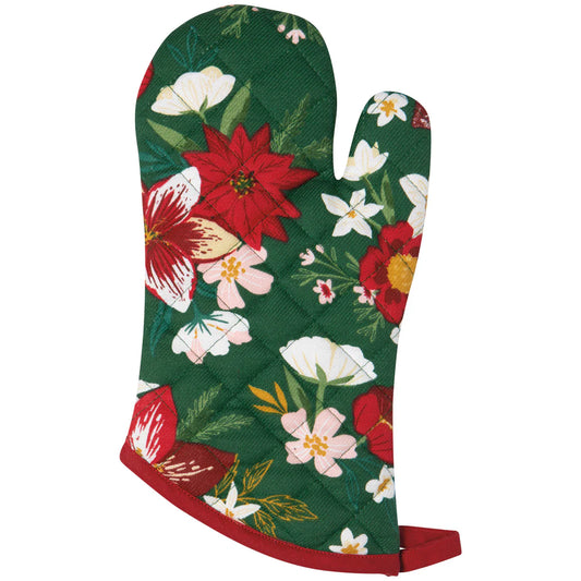 NOW Designs Oven Mitt: Spruce, Amaryllis Christmas