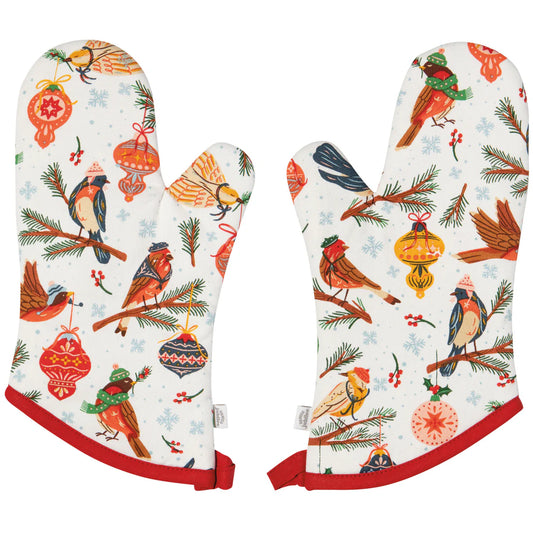 NOW Designs Oven Mitts (Set of 2): Season's Tweetings
