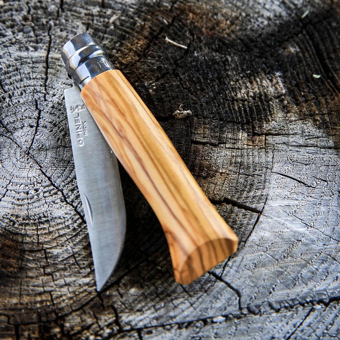 Opinel N°8 Stainless Steel Pocket Knife: Olive Wood