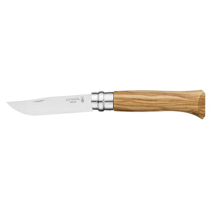 Opinel N°8 Stainless Steel Pocket Knife: Olive Wood