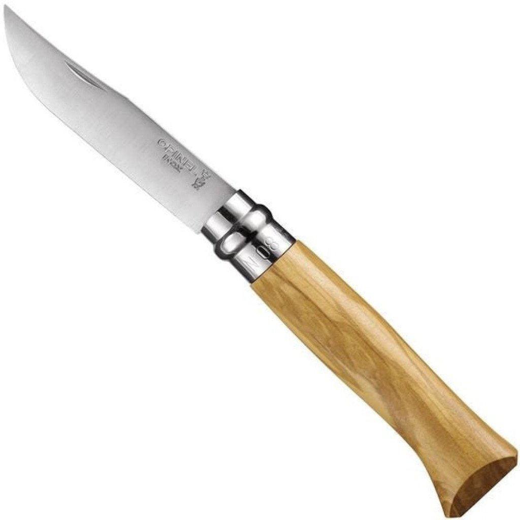 Opinel N°8 Stainless Steel Pocket Knife: Olive Wood