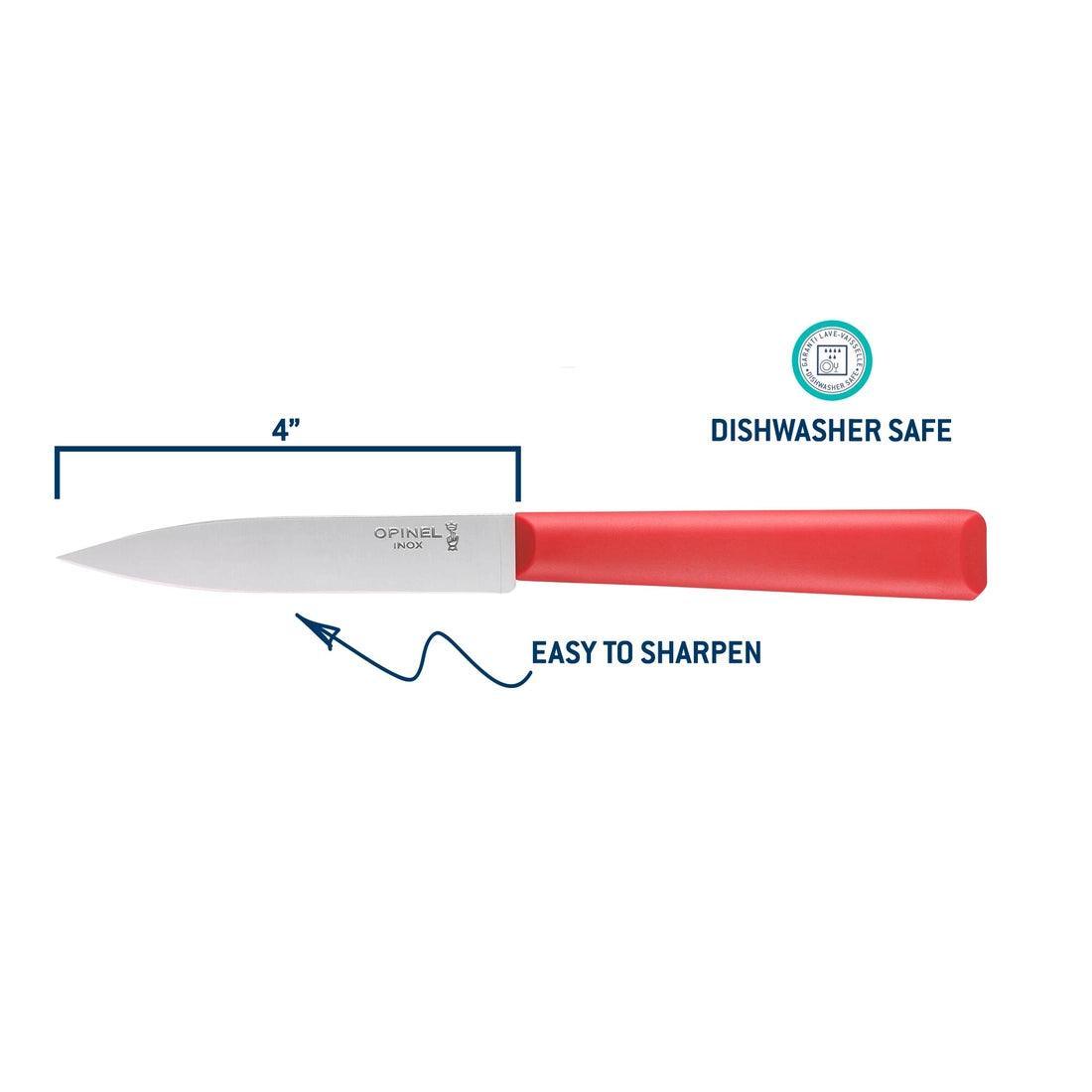 Opinel N°312 Dishwasher Safe 3" Paring Knife: Red