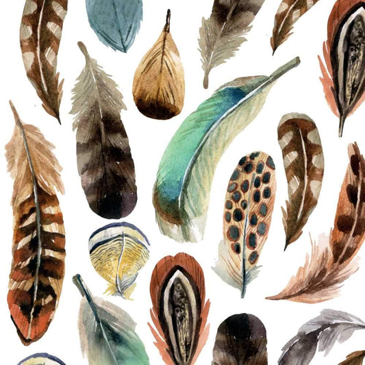 Paperproduct Designs Lunch Napkins: Aquarell Feathers