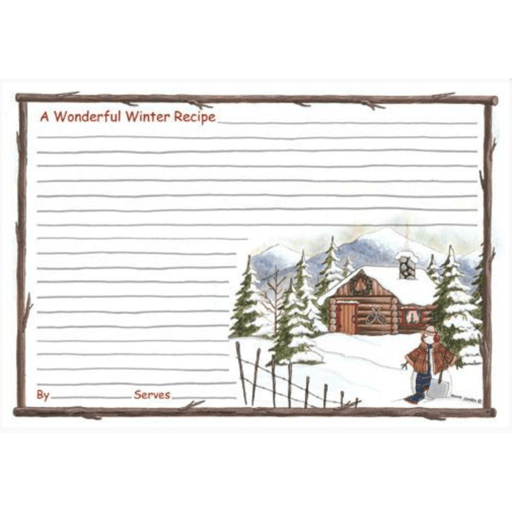 Posies and Such Recipe Cards (4" x 6"): Snowy Cabin