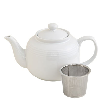 Prill Teapot w/ Infuser: 6 cup, White