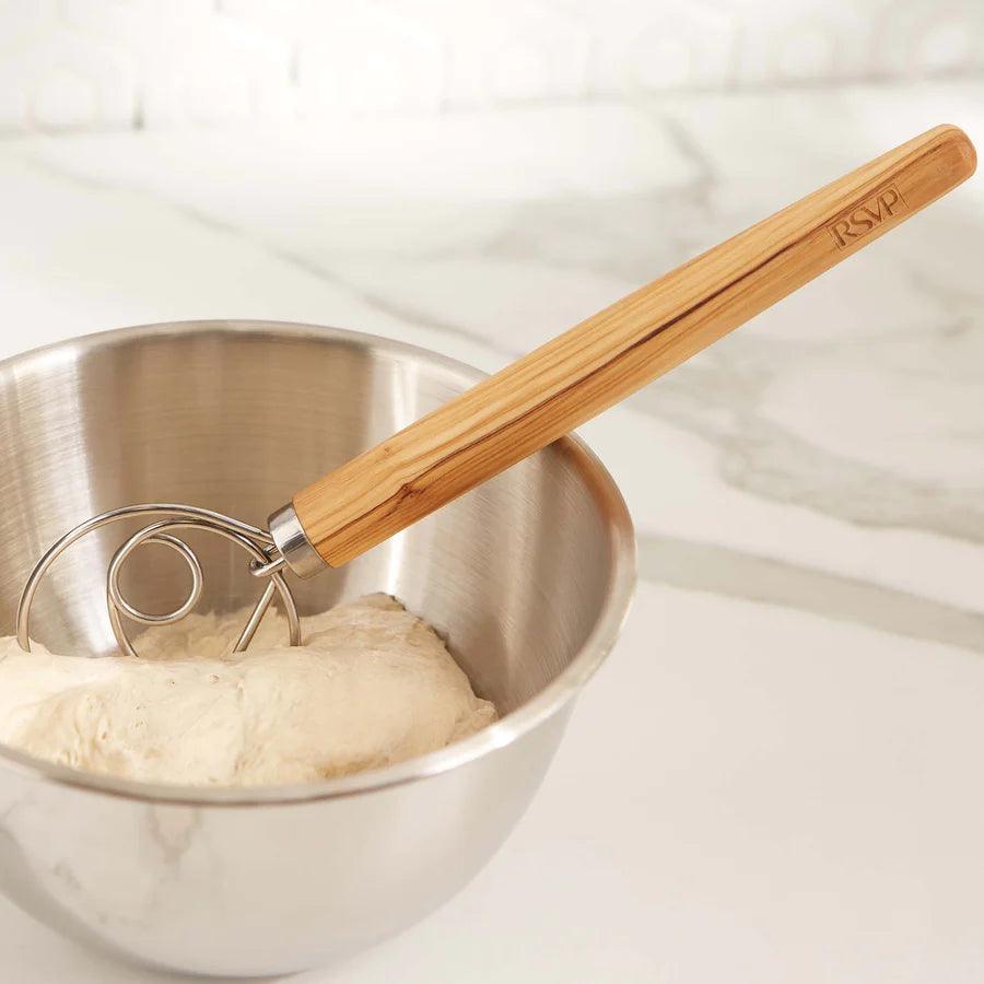 RSVP Olivewood Dough Whisk