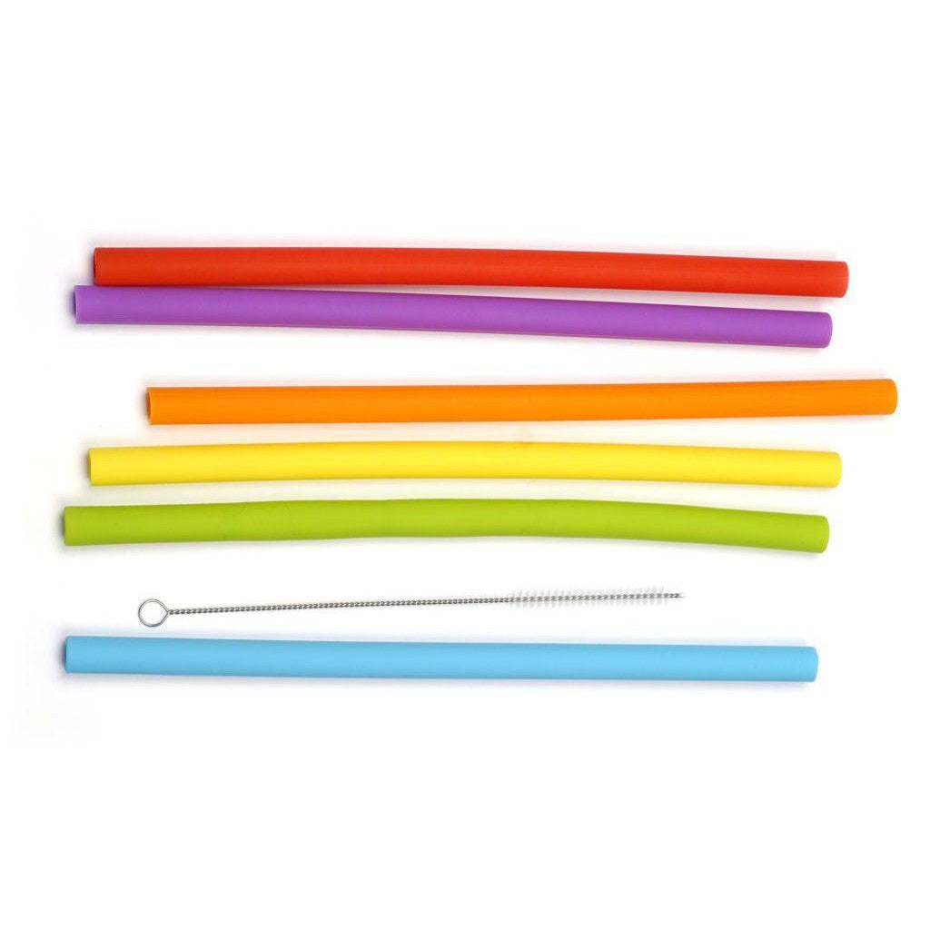 RSVP Straws: Silicone, Large (Set Of 6 W/ Brush)